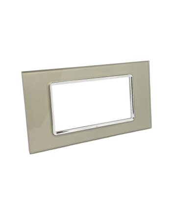 Placca Vetro 4 Posti Champagne per Supporto Blu Living - Tot Electric