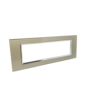 Placca Vetro 7 Posti Champagne per Supporto Blu Living - Tot Electric