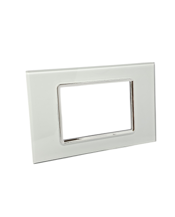 Placca Vetro 3 Posti Bianca per Supporto Blu Living - Tot Electric