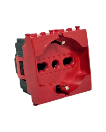 Presa Schuko 2.0 16A 250V Rossa TOT-615-R Compatibile Vimar Plana