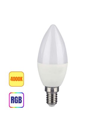 Lampadina LED RGB+4000K E14 4,8W C37 470lm con Telecomando - V-Tac