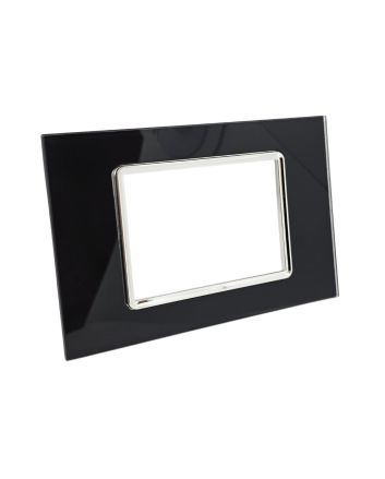 Placca 3 Posti Vetro TOT-8003-BL-2 Supporto Blu Living - Tot Electric