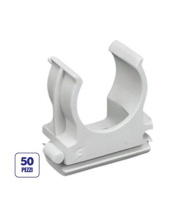 50 Clips Fissatubo a Scatto Ø40mm Grigio RAL7035 Made in Italy - FAEG