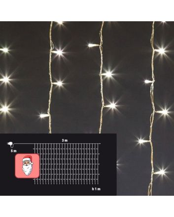 Tenda 192 LED 3x1 Metri Bianco Caldo IP44 Prolungabile - Nataluna
