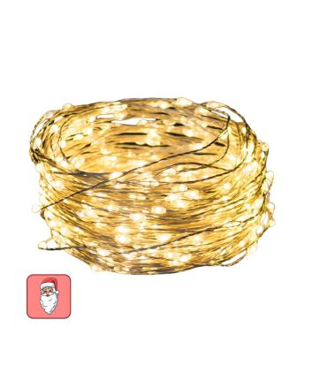 Catena 100 MicroLED bianco caldo cavo silver IP44