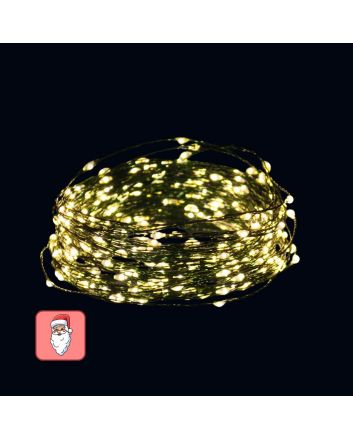 Catena 100 MicroLED bianco caldo IP44 su cavo verde