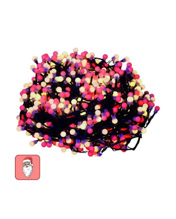 Catena 1000 LED ball rosso bianco caldo 50 m