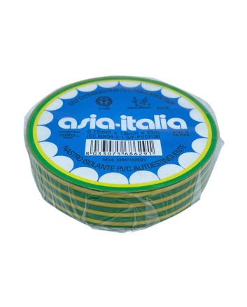 Nastro Isolante Autoestinguente Giallo/Verde PVC 0,15x19mm 25m