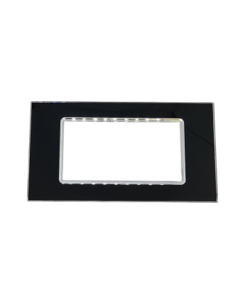 Placca Vetro 4 Posti Nera per Supporto Blu Living - Tot Electric