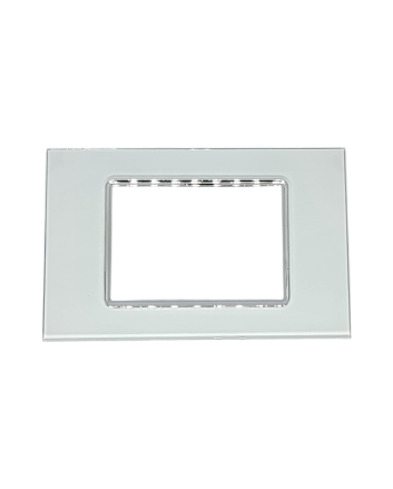 Placca Vetro 3 Posti Bianca per Supporto Blu Living - Tot Electric