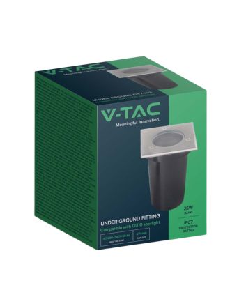 Portafaretto LED GU10 da Incasso Quadrato IP67 Esterno - V-TAC

