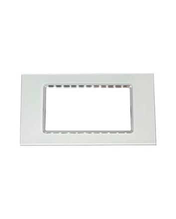 Placca Vetro 4 Posti Bianca per Supporto Blu Living - Tot Electric