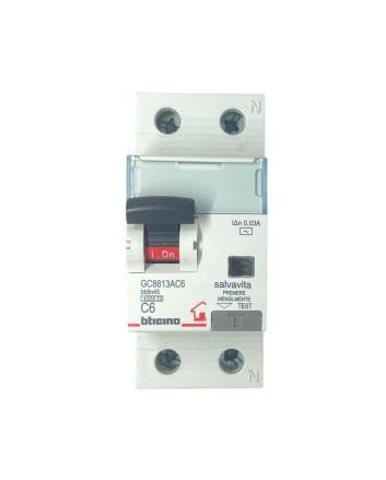 Magnetotermico Differenziale 2 Moduli 6A 30mA 4.5kA Curva C - Bticino