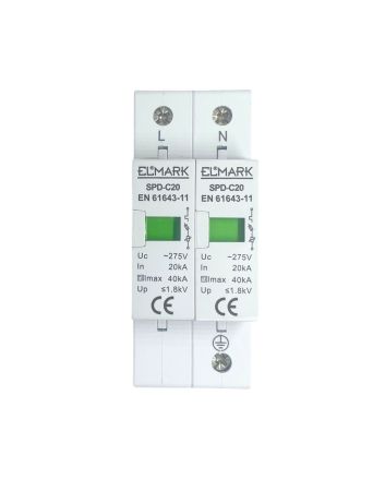 Scaricatore di Sovratensione 2 Moduli 275V 40kA SPD-C20 1P+N - Elmark