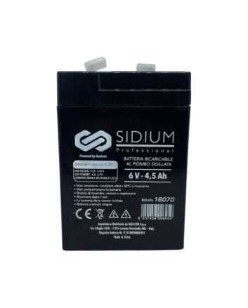Batteria Ricaricabile al Piombo 6V 4,5Ah - Sidium