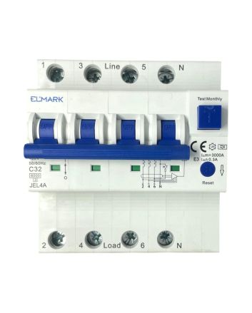 Magnetotermico Differenziale 4 Moduli 32A 300mA 6kA Curva C - Elmark