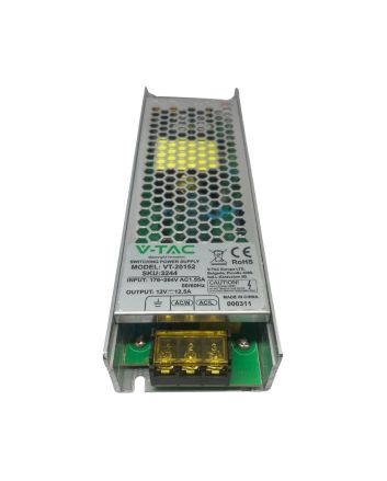 Alimentatore Slim LED 150W 12V 12.5A in Metallo IP20 1 Uscita - V-TAC