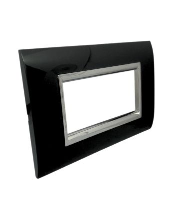 Placca 4 Posti Nera e Cromata Prestige ElettroCanali - Made in Italy
