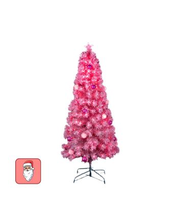 Albero Rosa 150 cm con 175 LED  R/B 170 Punte e Sfere - Nataluna