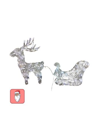 Renna Con Slitta Luminosa 150 LED Accesa