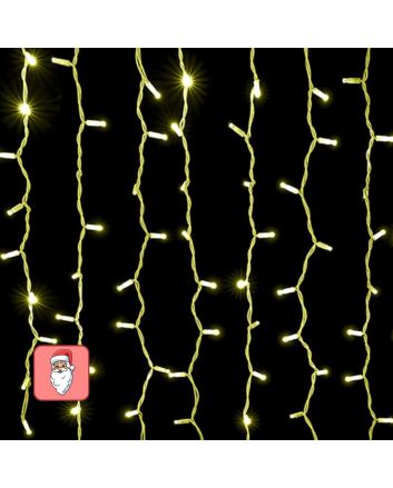 Tenda 3x2 m con 400 LED Bianco Caldo accesa su sfondo scuro