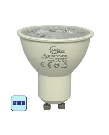 Lampadina LED GU10 10W 1000Lm 38° Luce Fredda 6000K Ø50mm