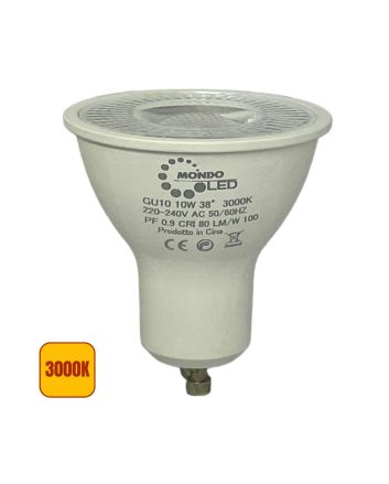 Lampadina LED GU10 10W 38° Fascio 1000Lm Luce Calda 3000K - Mondo LED