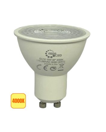 Lampadina LED GU10 10W 1000Lm 38° Luce Naturale 4000K Ø50mm