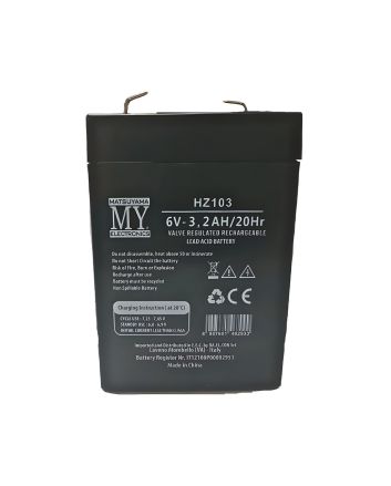Batteria Ricaricabile al Piombo 6V 3.2Ah 20Hr HZ103 - Matsuyama