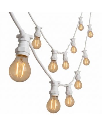 Catena E27 BIANCA 11m con 14 Portalampada IP54 220V - Giuntabile