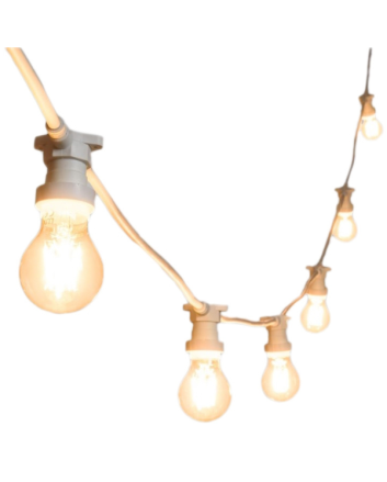 Catena E27 BIANCA 11m con 14 Portalampada IP54 220V - Giuntabile