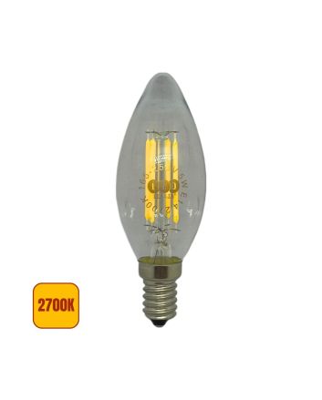 Lampadina LED E14 5W 650lm C37 2700K Filamento - Vetro Trasparente