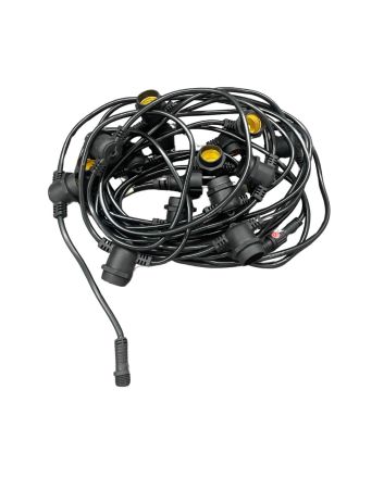 Catena E27 NERA 10m con 15 Portalampada IP65 220V - Giuntabile