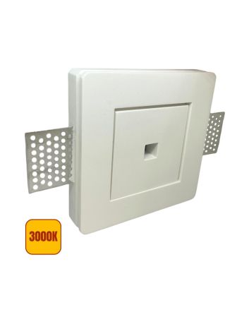 Faretto LED in Gesso 3W Luce Calda 3000K Foro Quadrato Bianco