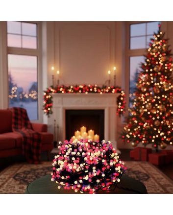 Catena 100 LED Ball Dual Color 5m Bianco Caldo/Rosso IP44 - Nataluna
