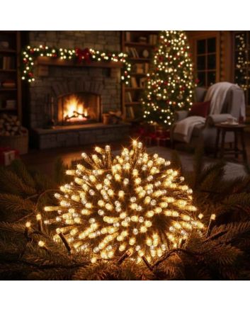 Catena 1000 led bianco caldo cavo trasparente