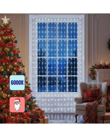 Tenda 480 LED 3x1,5 m Bianco Freddo con Telecomando IP44 - Nataluna