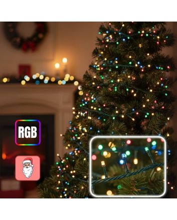 Serie 300 LED Multicolor 15m 8 Giochi Luce IP44 Cavo Verde - Nataluna