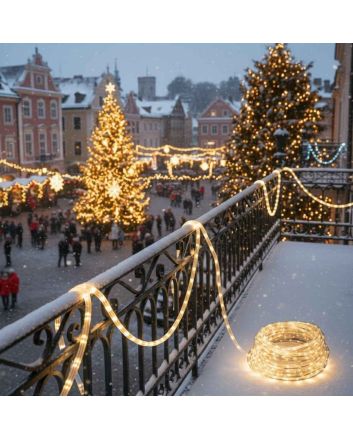 Tubo Luminoso 20m 360 LED Bianco Caldo 8 Giochi IP44 - Nataluna