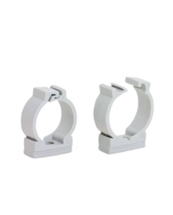 100 Clips Fissatubo a Scatto Ø32mm Grigio RAL7035 Made in Italy - FAEG