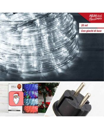 Tubo Luminoso 100 LED 20m Bianco Freddo 8 Giochi IP44 - ABM Idea