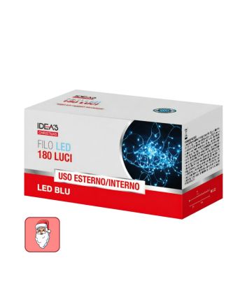 Filo 180 LED blu IP44 su cavo trasparente