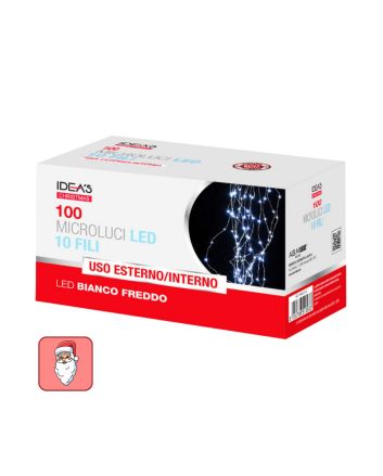 Microluci LED 100 su 10 fili bianco freddo