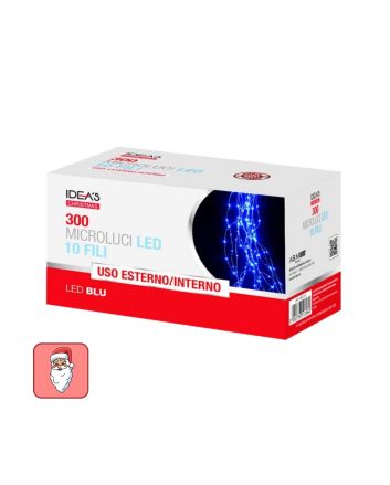 Catena microluci led blu 10 fili 3m ip44