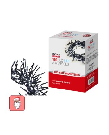 Catena luci a grappolo 192 LED bianco caldo