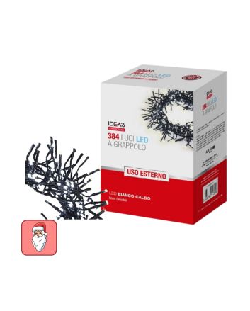 Catena a grappolo 384 LED bianco caldo IP44