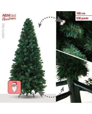 Albero di Natale Pino Alaska 180 cm 536 Punte Base Metallo - Ab.midea