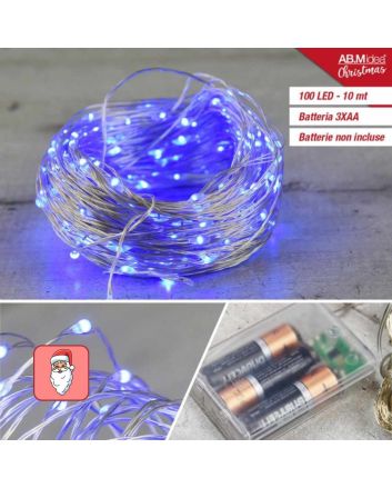 Catena luminosa copper 100 LED blu su filo di rame
