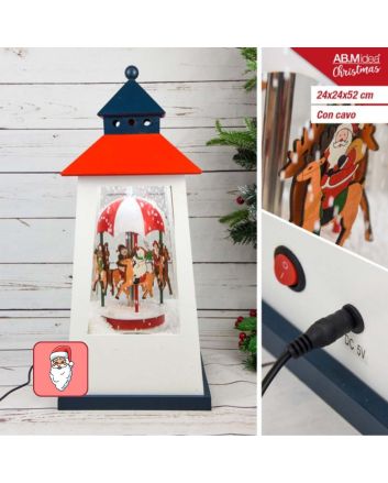 Lampada natalizia con musica in legno 24x24x52cm