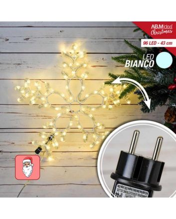 Fiocco di neve led 43 cm bianco freddo acceso